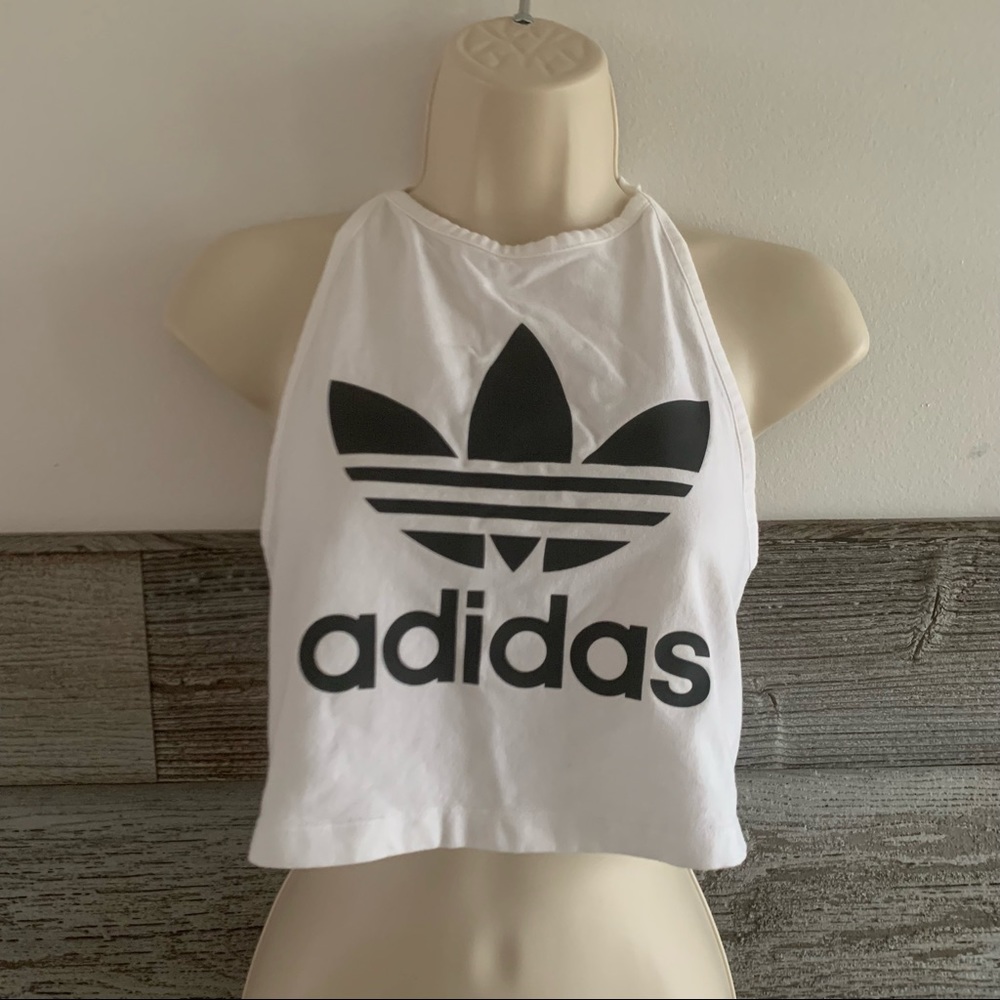 adidas White Tank Top with Black Trefoil Logo